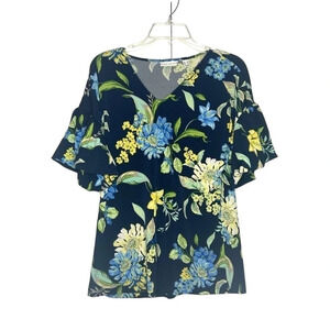 Susan Graver shirt short sleeve polyester stretch flowy size XS